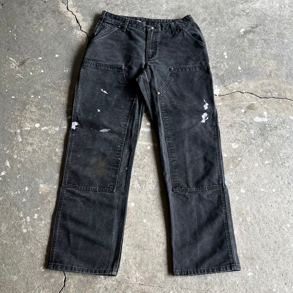 Carhartt WOMENS faded black double knee work wear carpenter pants